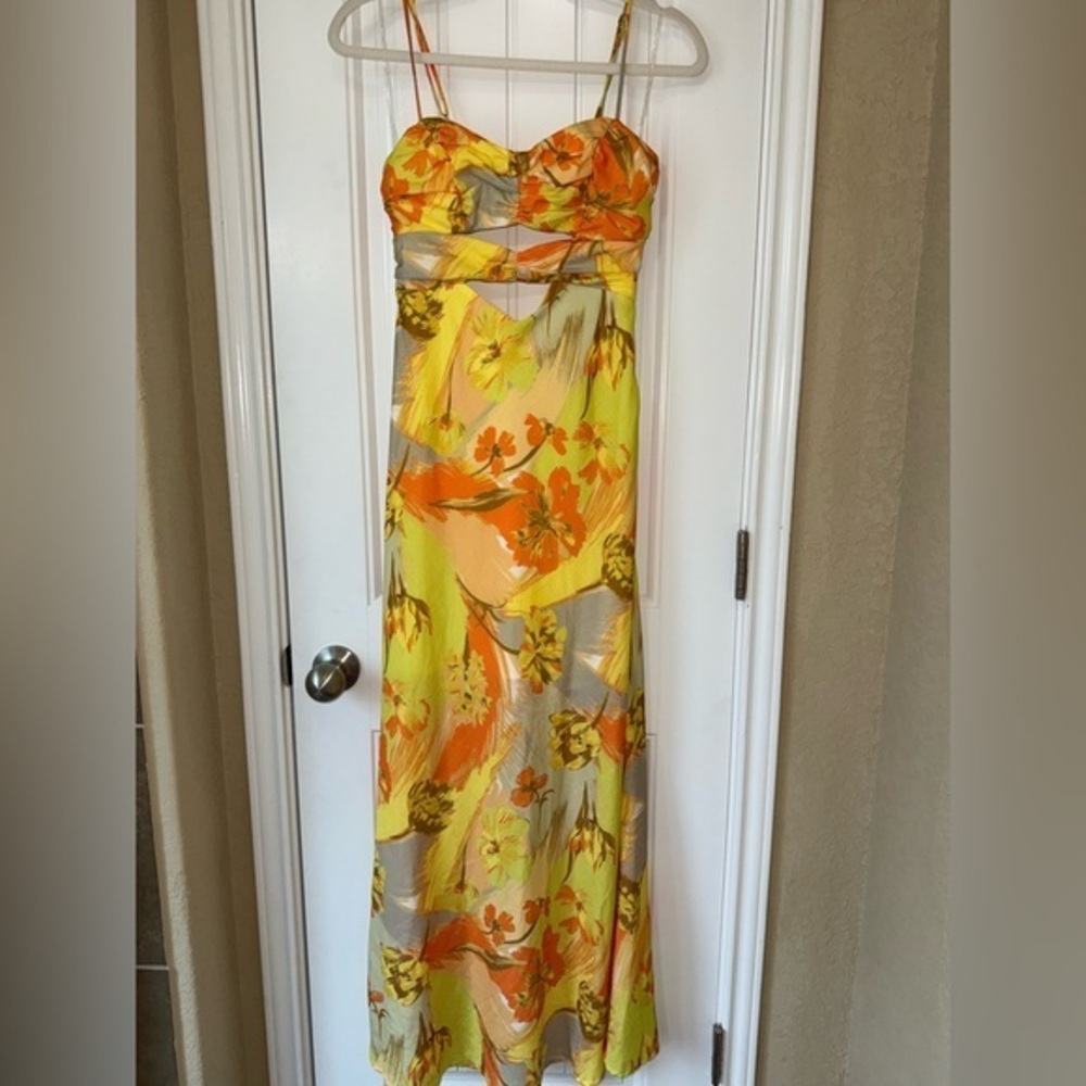 Saints + Secrets Semiformal Yellow & Orange Floral Maxi Dress